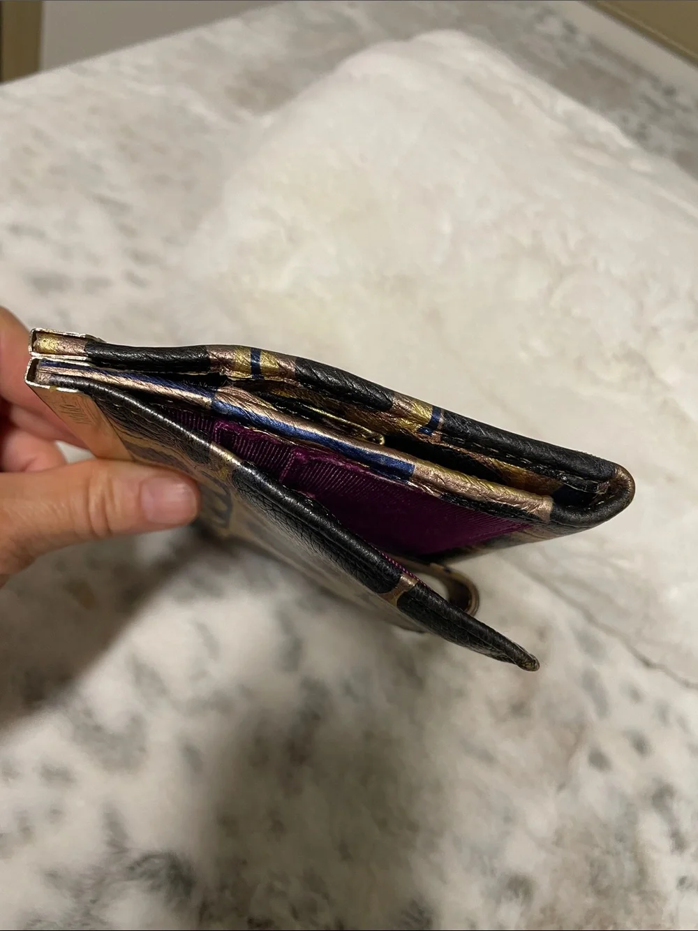 Hobo Gold and Black Geometric Circle Wallet Clutch